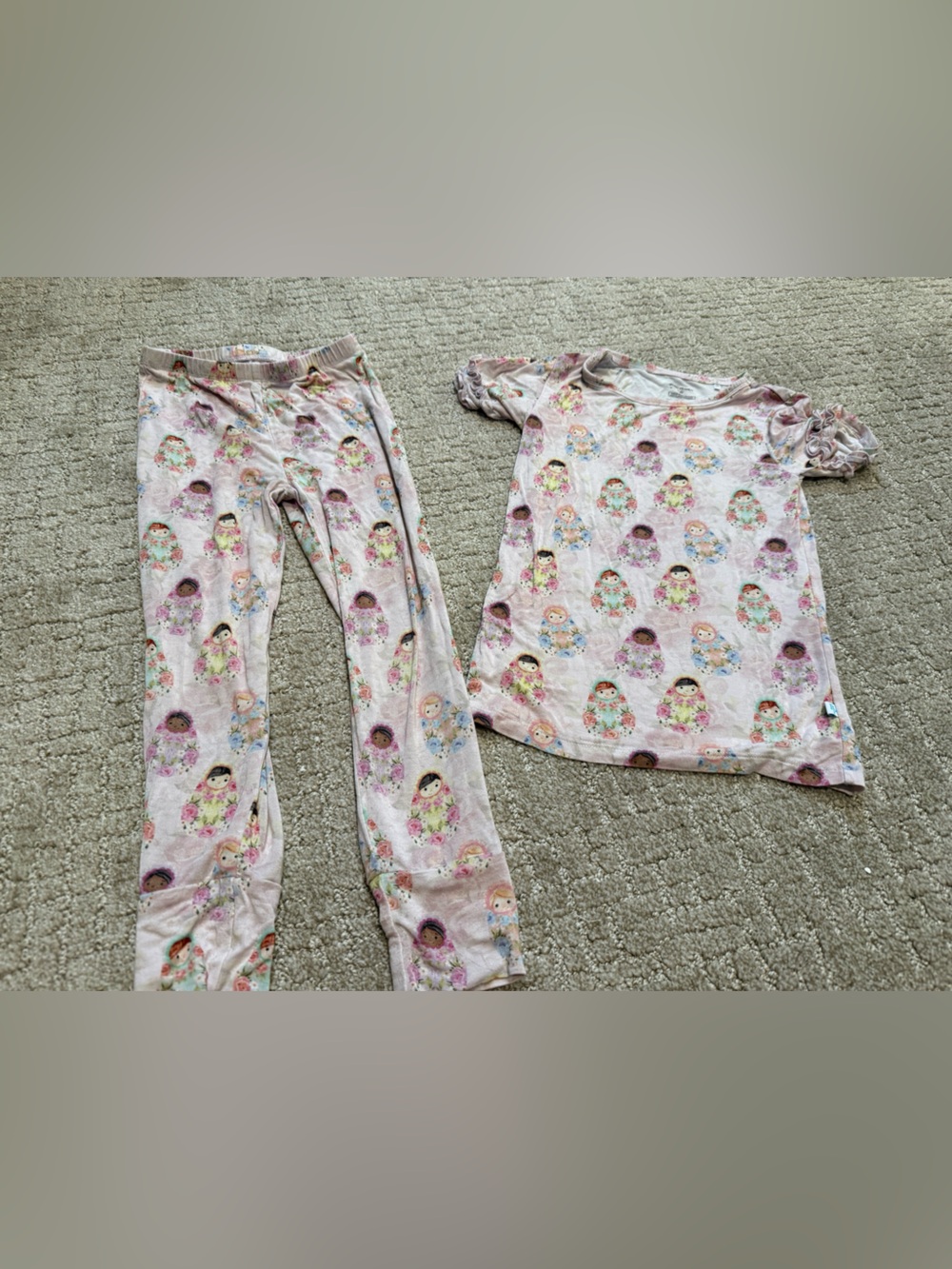 Posh Peanut Girls Pink Matryoshka Doll Pajama Set